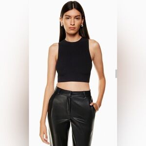 Babaton Aritzia Black Sculpt Knit Racer Back Crop Top Women’s Size Medium